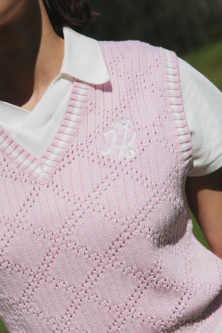 WOMENS DIAMOND CROP VEST PETAL
