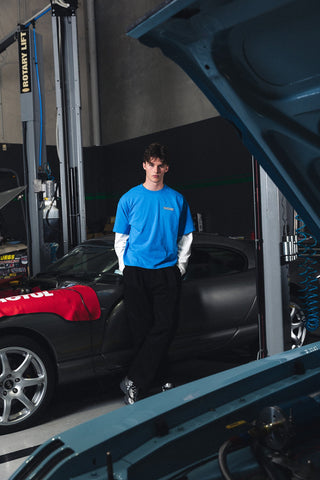 BLOCK CROP TEE/SPONSORS SPRINT BLUE