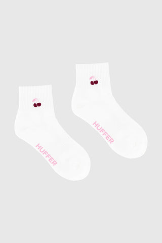 ANKLE RIB SOCK/CHERRY WHITE