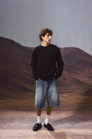 WAFFLE LS TEE WASHED BLACK