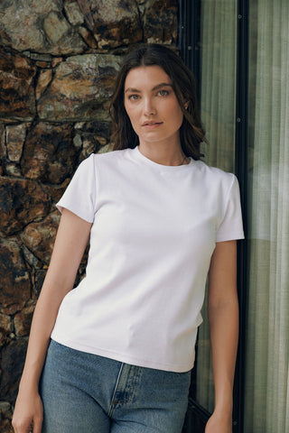 SLIM RIB TEE/3BALL WHITE