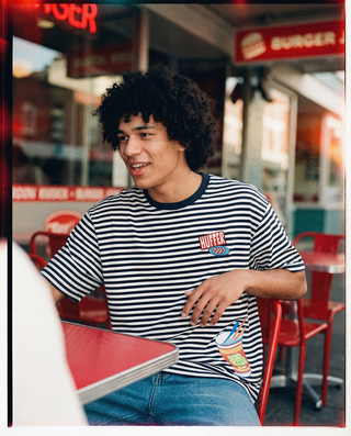 STRIPE BLOCK TEE/TWIST NAVY/WHITE