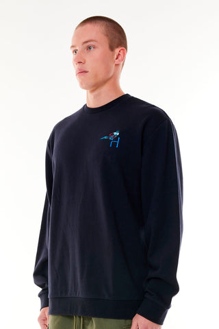 MENS TRUE CREW/BREWED NAVY