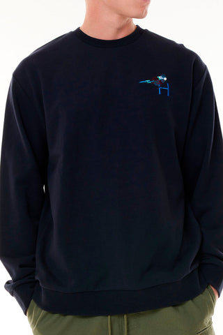 MENS TRUE CREW/BREWED NAVY