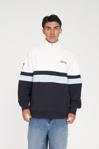 PANEL 1/4 ZIP/CHECK NAVY/BLUE/CHALK