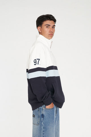 PANEL 1/4 ZIP/CHECK NAVY/BLUE/CHALK