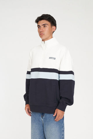 PANEL 1/4 ZIP/CHECK NAVY/BLUE/CHALK
