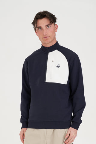 BONDED 1/4 ZIP PULLOVER NAVY/CHALK