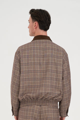 MENS PLAID CLUBHOUSE JACKET BROWN