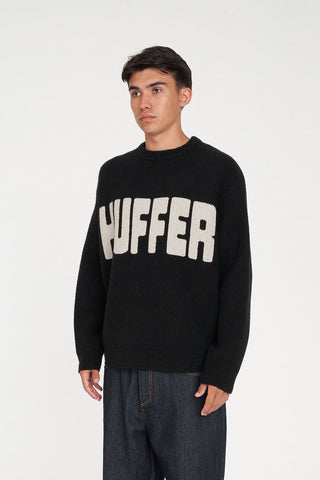 FLEET INTARSIA KNIT CREW BLACK