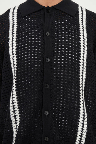 GAUGE KNIT SHIRT BLACK/CHALK