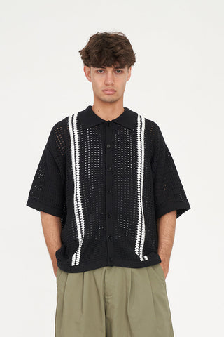 GAUGE KNIT SHIRT BLACK/CHALK