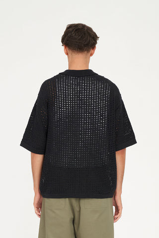 GAUGE KNIT SHIRT BLACK/CHALK