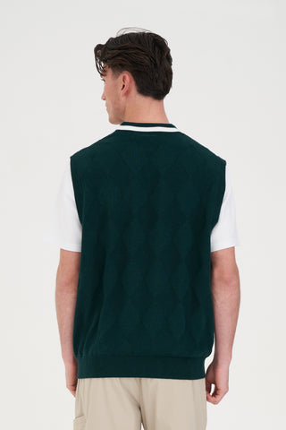 DIAMOND KNIT VEST GOLF GREEN