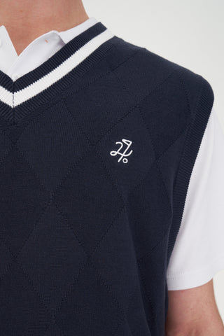 DIAMOND KNIT VEST NAVY