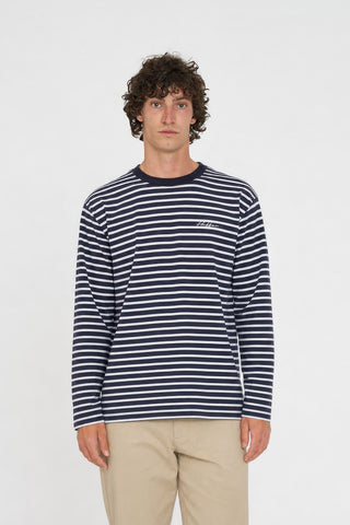 MENS LS STRIPE SUP TEE NAVY/WHITE