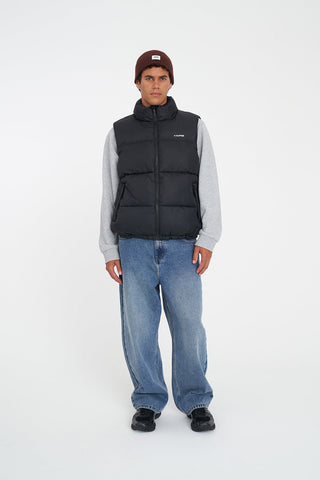 MENS RIDER PUFFER VEST BLACK