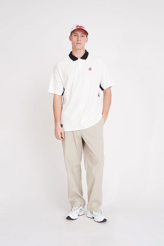 MENS PIQUE PANEL SS POLO CHALK/BASALT