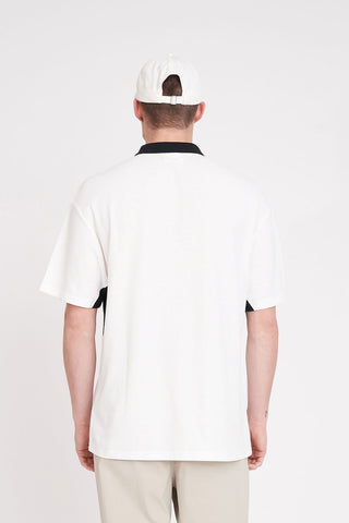 MENS PIQUE PANEL SS POLO CHALK/BASALT