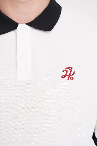 MENS PIQUE PANEL SS POLO CHALK/BASALT