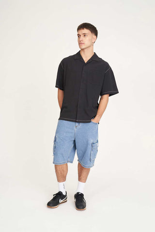 HAVANA STITCHED BOX SHIRT BLACK