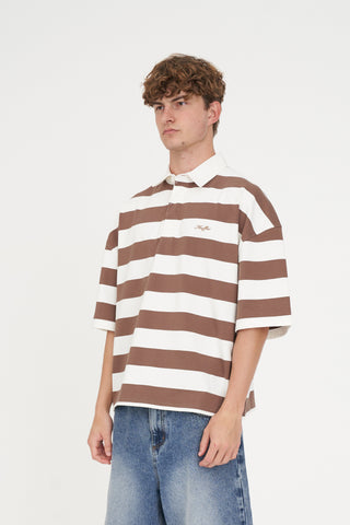STRIPE BOX SS RUGBY WALNUT/CHALK