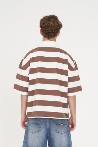 STRIPE BOX SS RUGBY WALNUT/CHALK