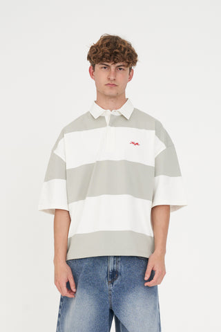 STRIPE BOX SS RUGBY STONE/CHALK