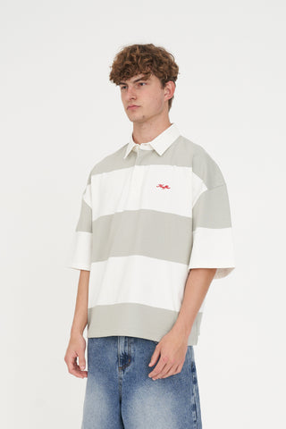 STRIPE BOX SS RUGBY STONE/CHALK