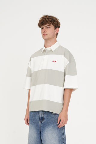 STRIPE BOX SS RUGBY STONE/CHALK