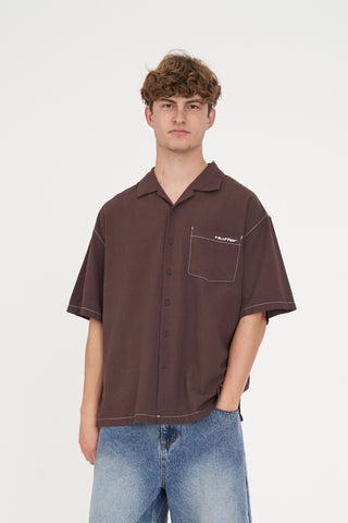 HAVANA STITCHED BOX SHIRT COCOA