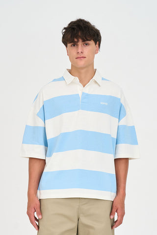 STRIPE BOX SS RUGBY BAY BLUE/CHALK