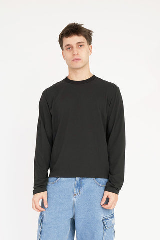 BASIC CROP LS TEE 220 BLACK