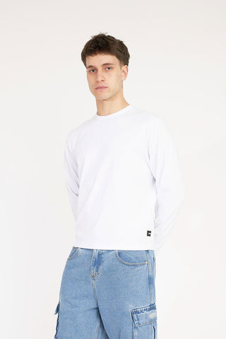 BASIC CROP LS TEE 220 WHITE