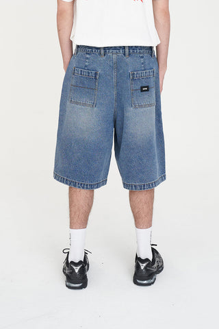 PLEATED BAGGY DENIM JORT CANYON BLUE