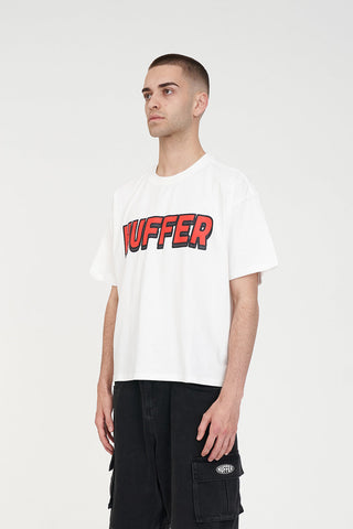 BLOCK CROP TEE 220/POSTED CHALK/RED