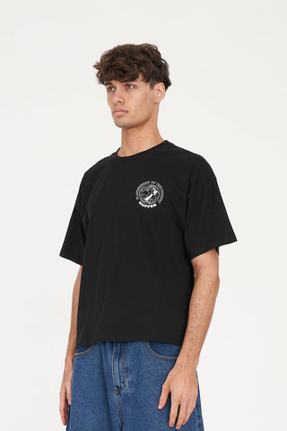 BLOCK CROP TEE 220/HOTSPOT BLACK