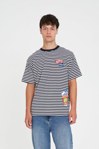 STRIPE BLOCK TEE/TWIST NAVY/WHITE