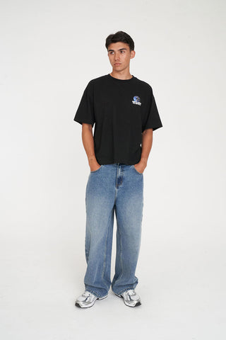 BLOCK CROP TEE 220/NZ EARTHER BLACK