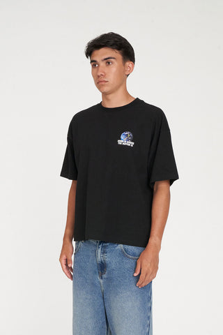 BLOCK CROP TEE 220/NZ EARTHER BLACK