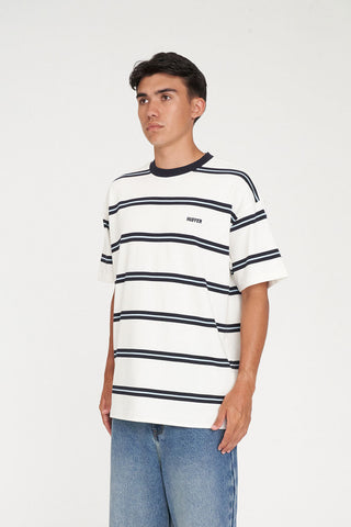 STRIPE BLOCK TEE CHALK/NAVY/BLUE