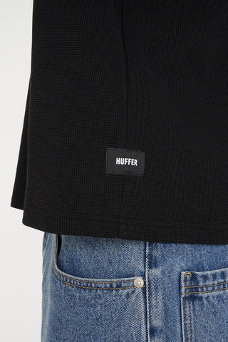 CROP WAFFLE SUP TEE BLACK