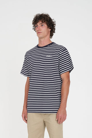 MENS STRIPE SUP TEE NAVY/WHITE