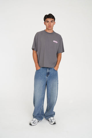 BLOCK CROP TEE 220/ALTA FLINT GREY