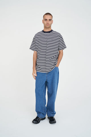 STRIPE BLOCK TEE NAVY/CHALK
