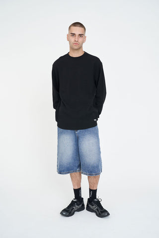 WAFFLE LS TEE WASHED BLACK