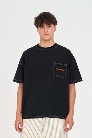 STITCHED UP POCKET BOX TEE 220 BLACK