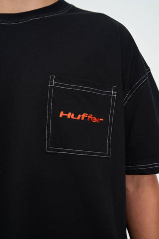 STITCHED UP POCKET BOX TEE 220 BLACK