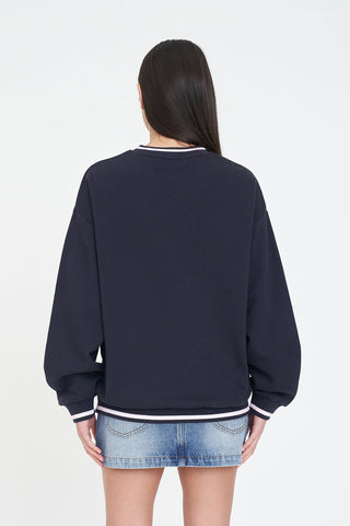 V-NECK SATURDAY CREW/FLOW NAVY