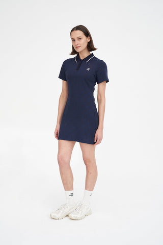 CHECK POLO DRESS NAVY